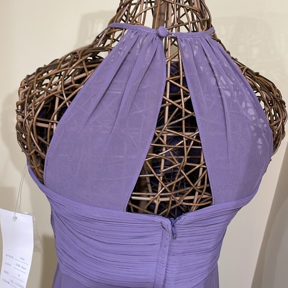 Levkoff lavender Halter Bridesmaids Dress Prom Dress Occasions Dress Size 6 - Picture 4 of 11